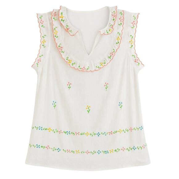 Girls From Savoy Anthropologie Floral Embroidery Sleeveless Top - Picture 1 of 6